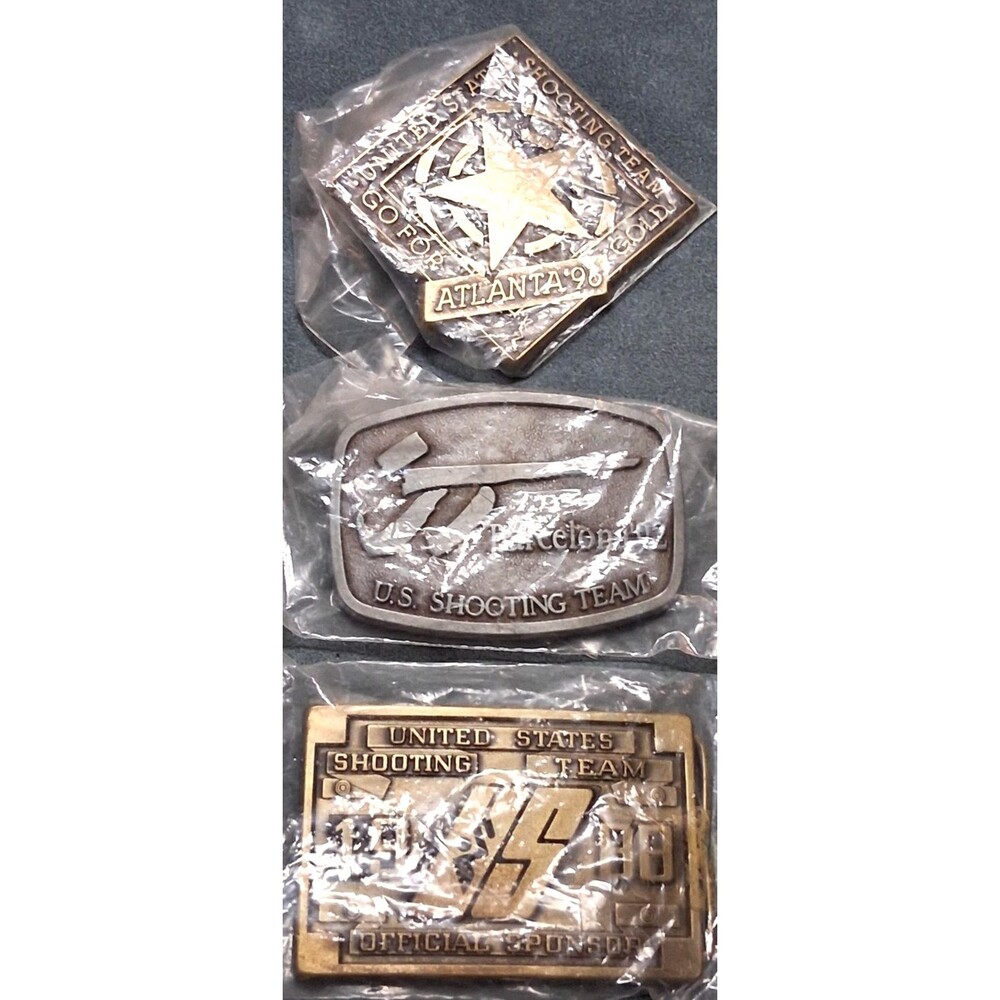 Vintage United States Shooting Team Belt Buckles Lot 3 Mens One Size Olympics